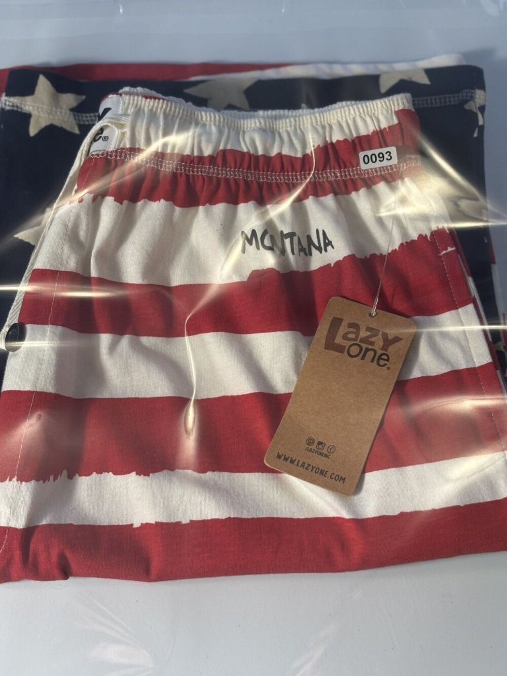 American Flag Lounge Shorts Stars & Stripes Lazy One Cotton Blend Drawstring M - Picture 9 of 9
